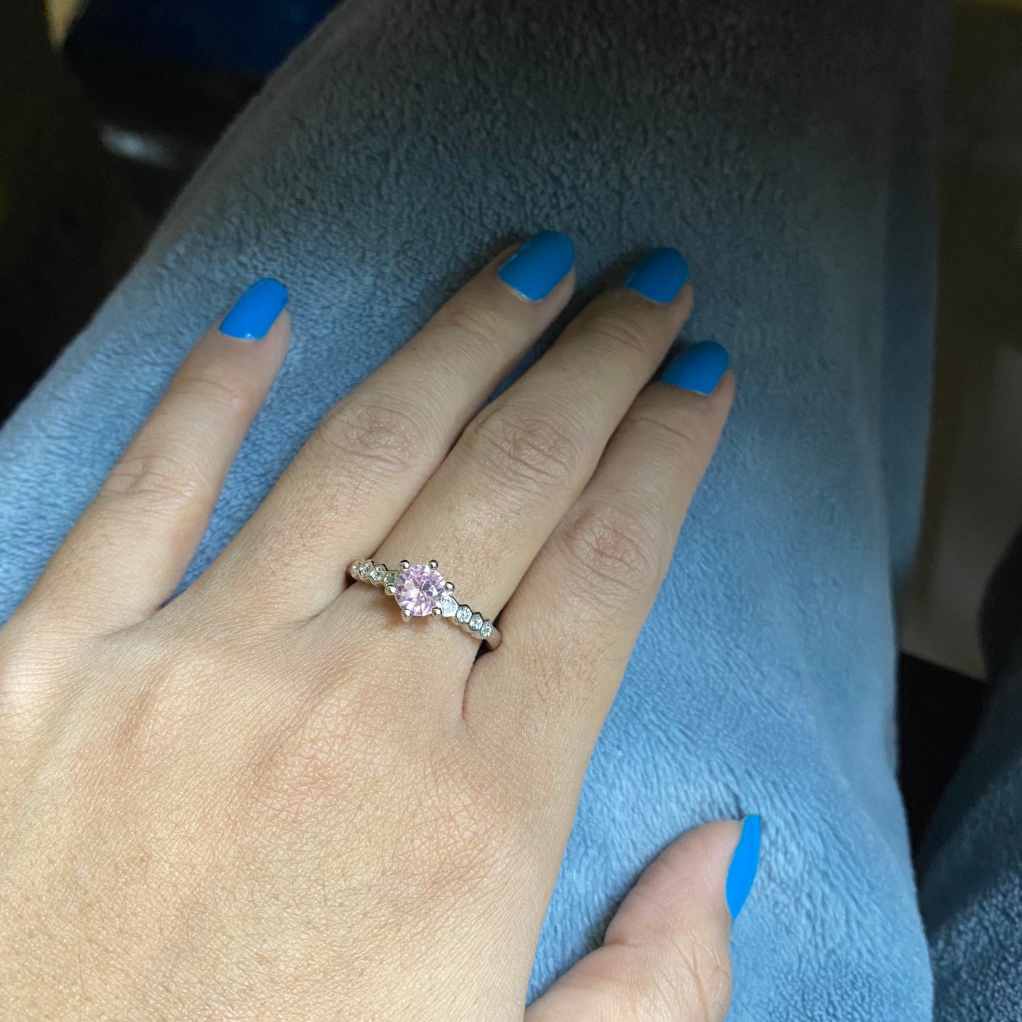 Pink Solitaire Ring