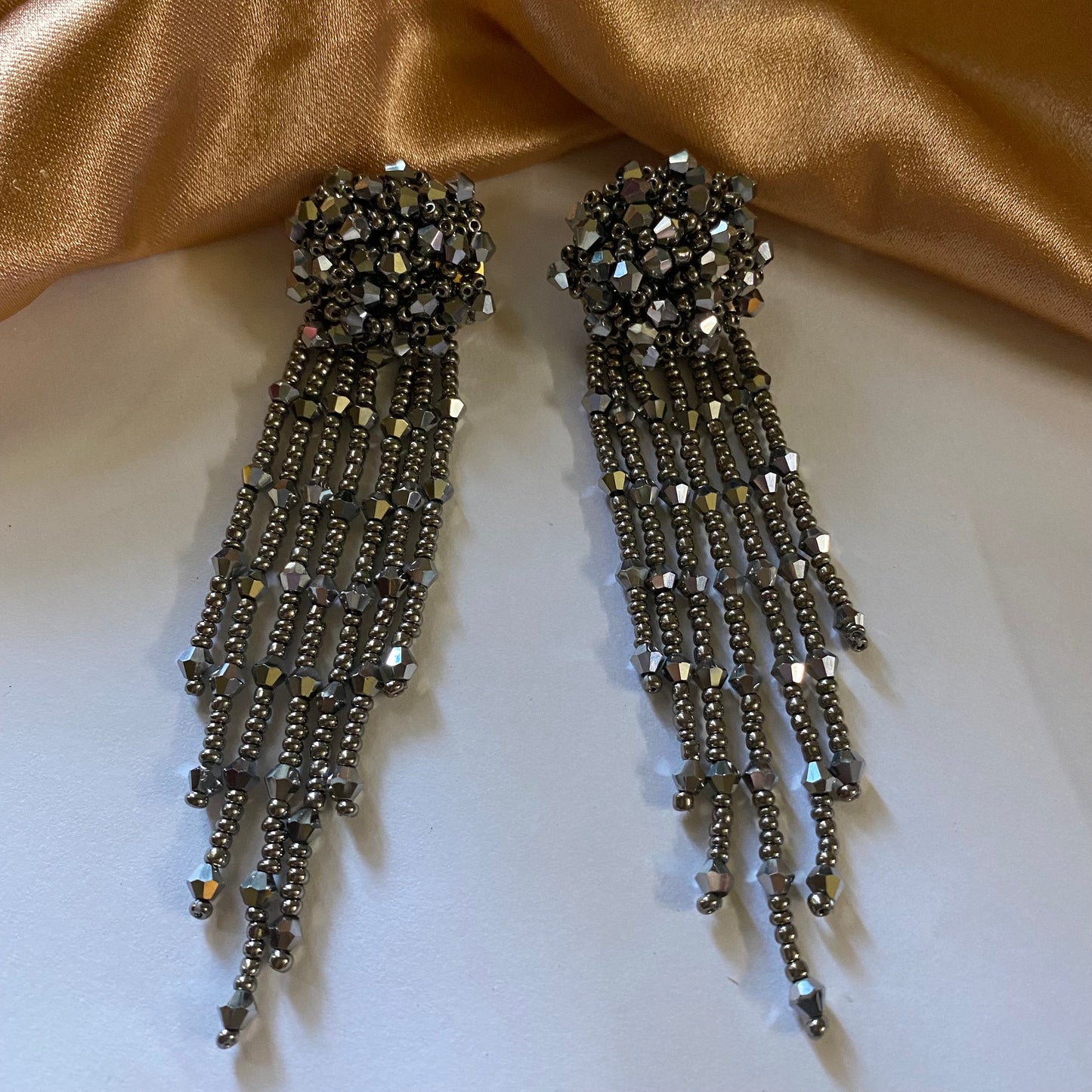 Beaded long earrings