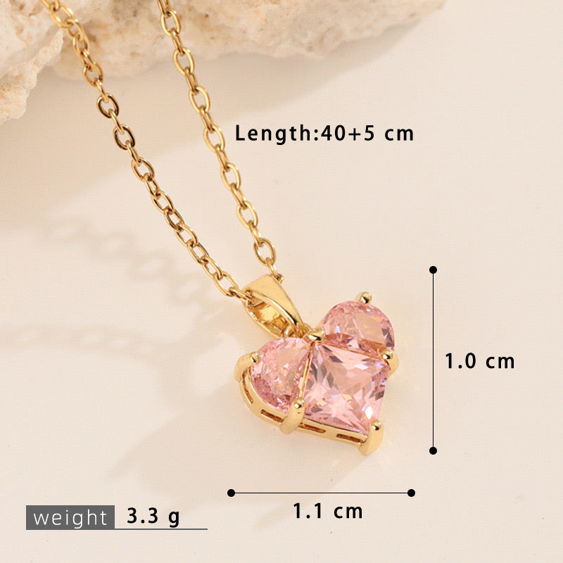 Pink heart necklace