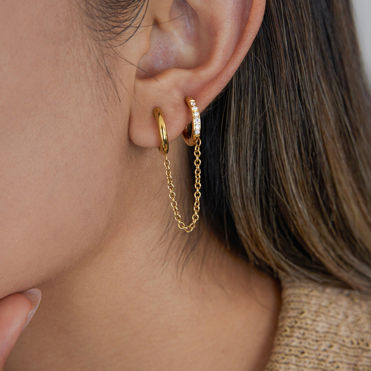 Double piercing earrings
