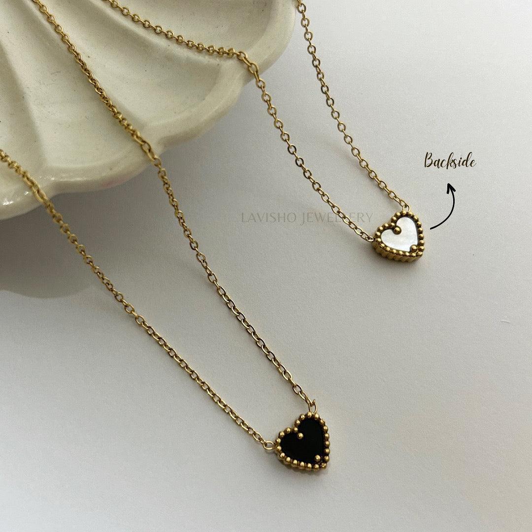 Tiny reversible heart necklace