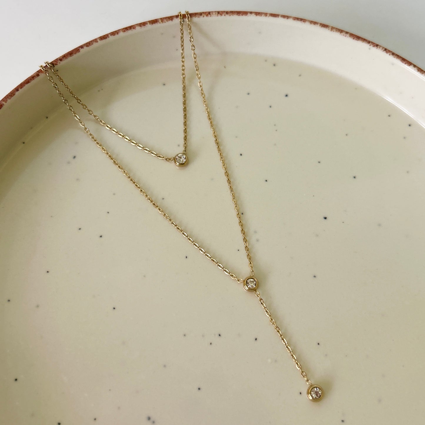 Dual layer stonedrop necklace