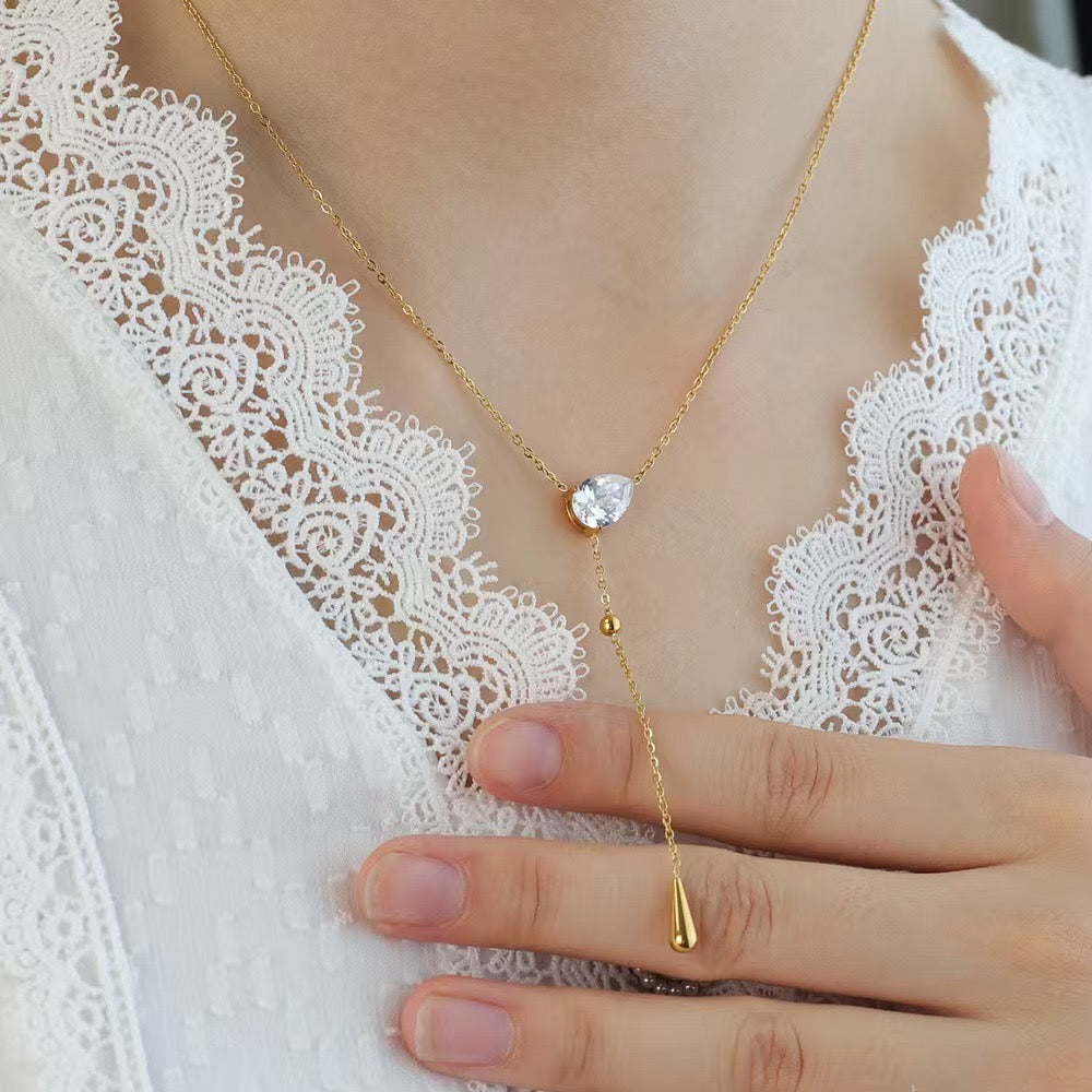 Y droplet necklace
