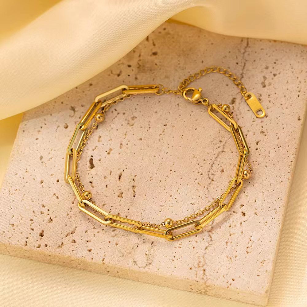 Paperclip layered bracelet