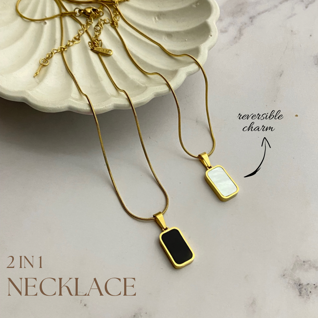 Reversible rectangle necklace