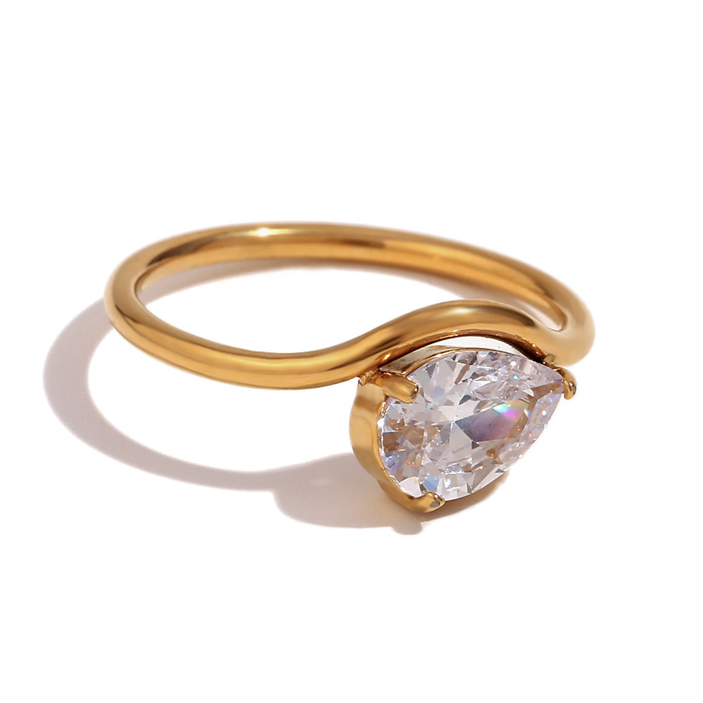 Droplet stone ring(18k)