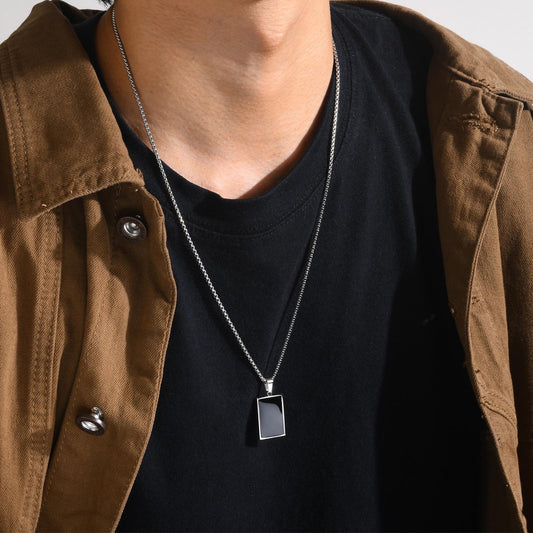 Men’s black rectangle chain