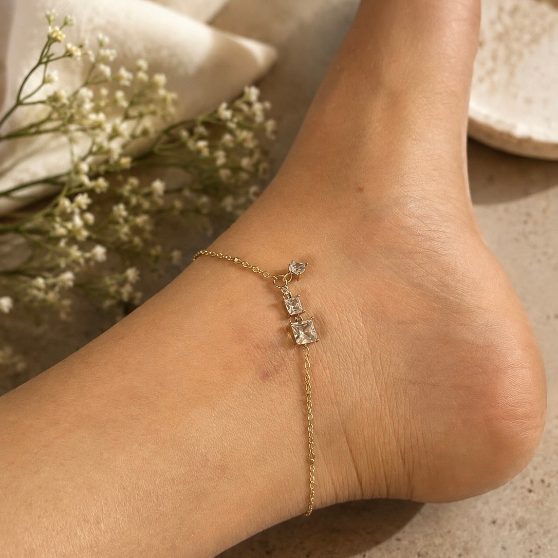 Crystal drop anklet