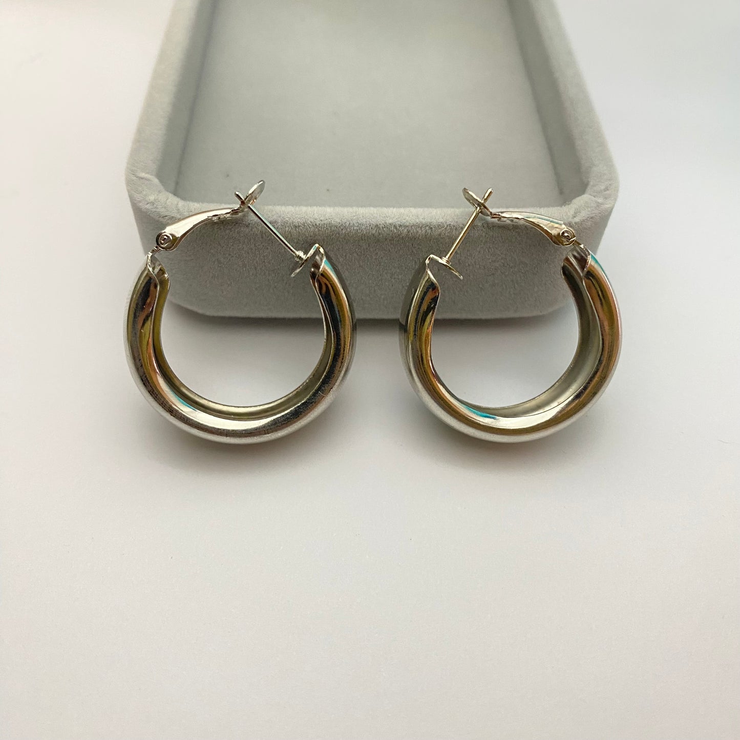 Thick silver hoops