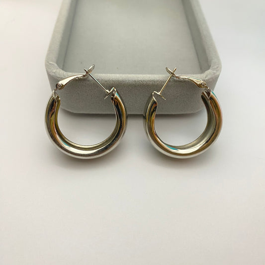 Thick silver hoops