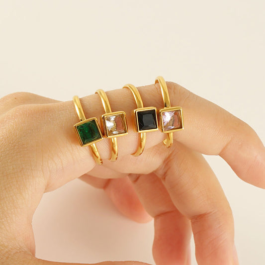 Square stone ring