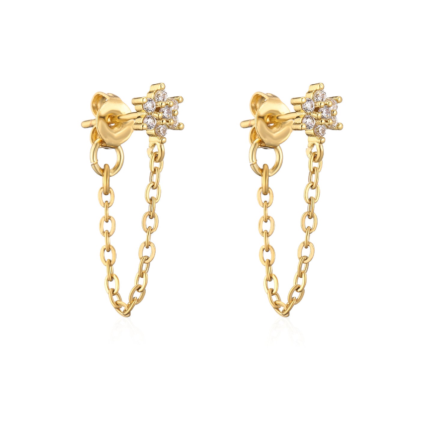 Floral chain studs