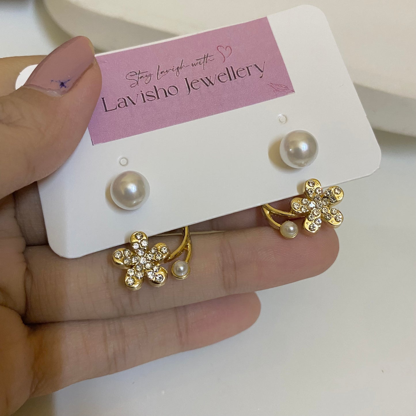 2in1 pearl flower studs