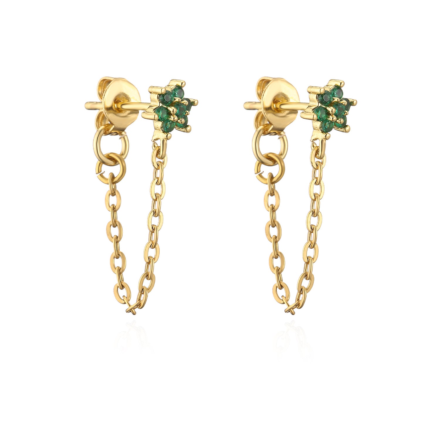 Floral chain studs