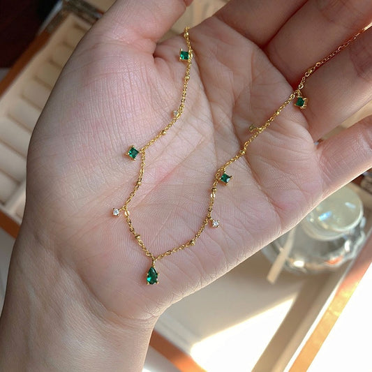 Green droplet necklace