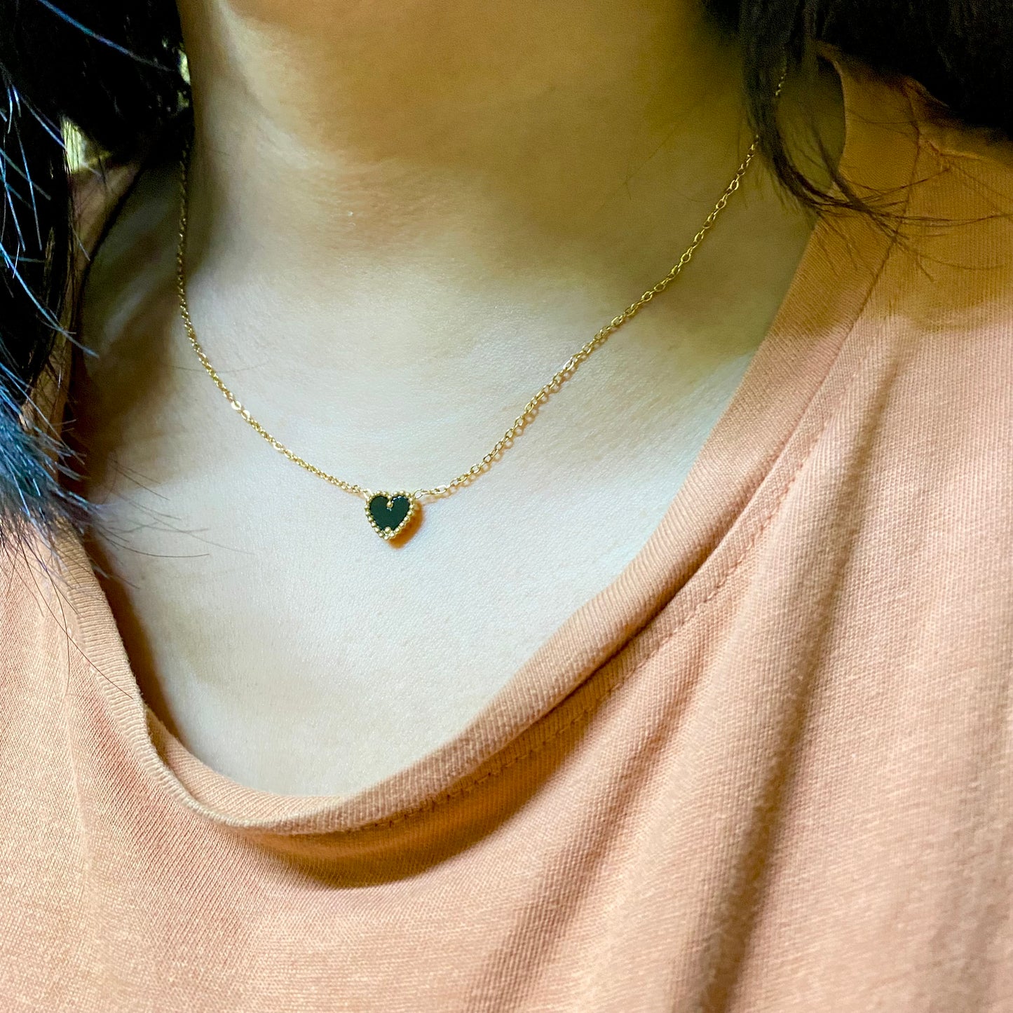 Tiny reversible heart necklace