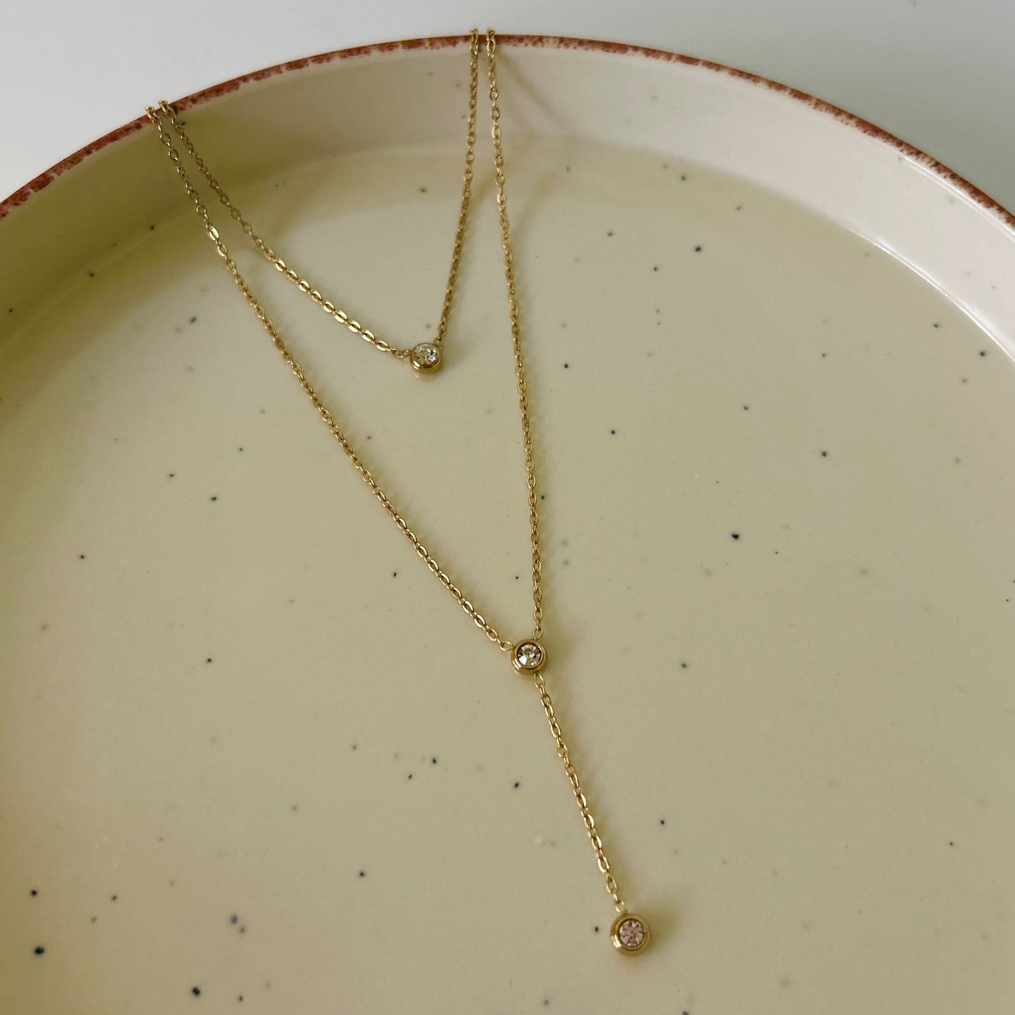 Dual layer stonedrop necklace