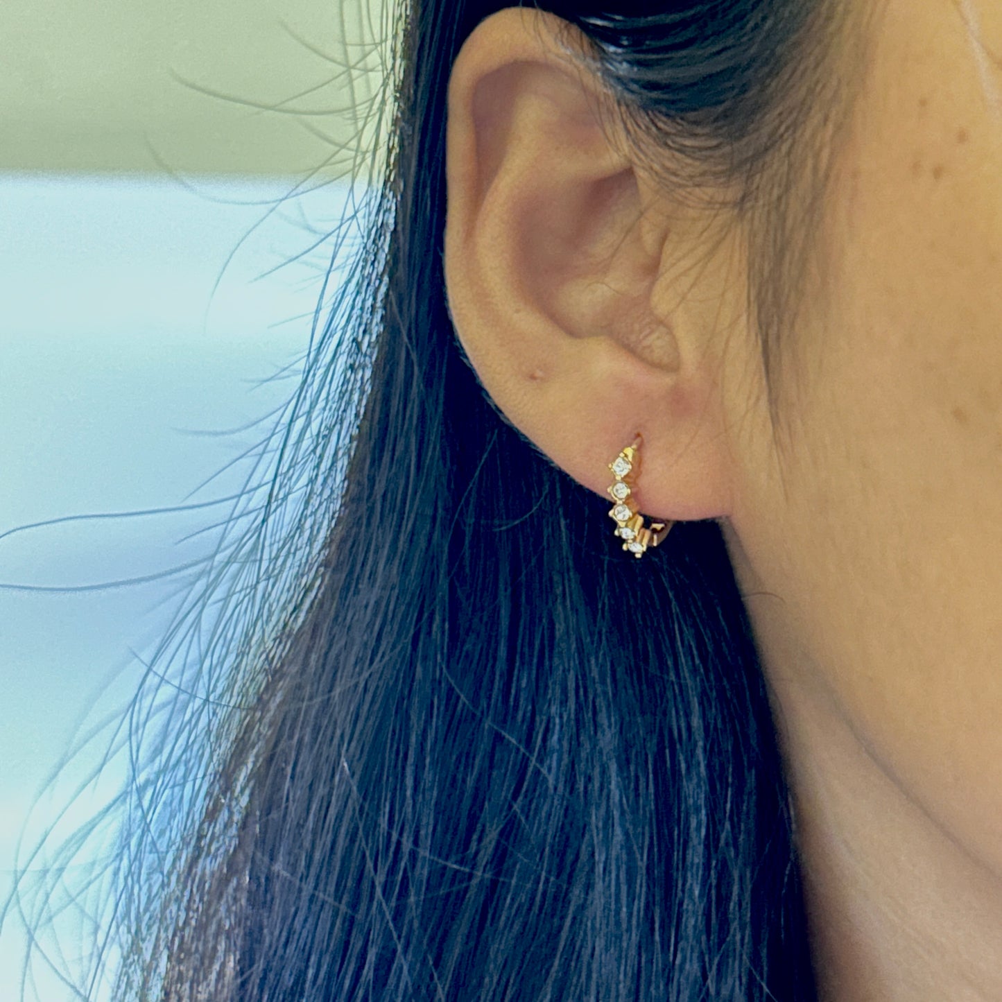 Tiny stone studded huggies