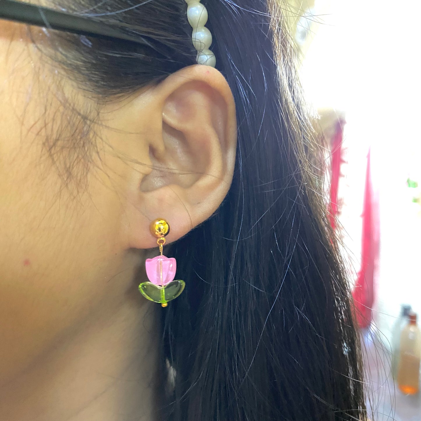 Tulip bead earrings