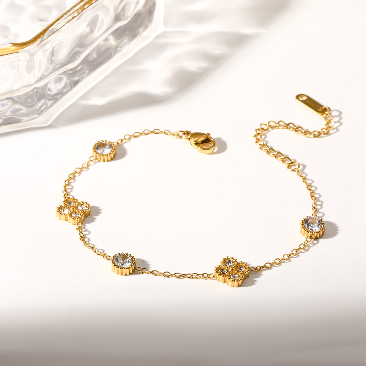 Clover stone chain bracelet